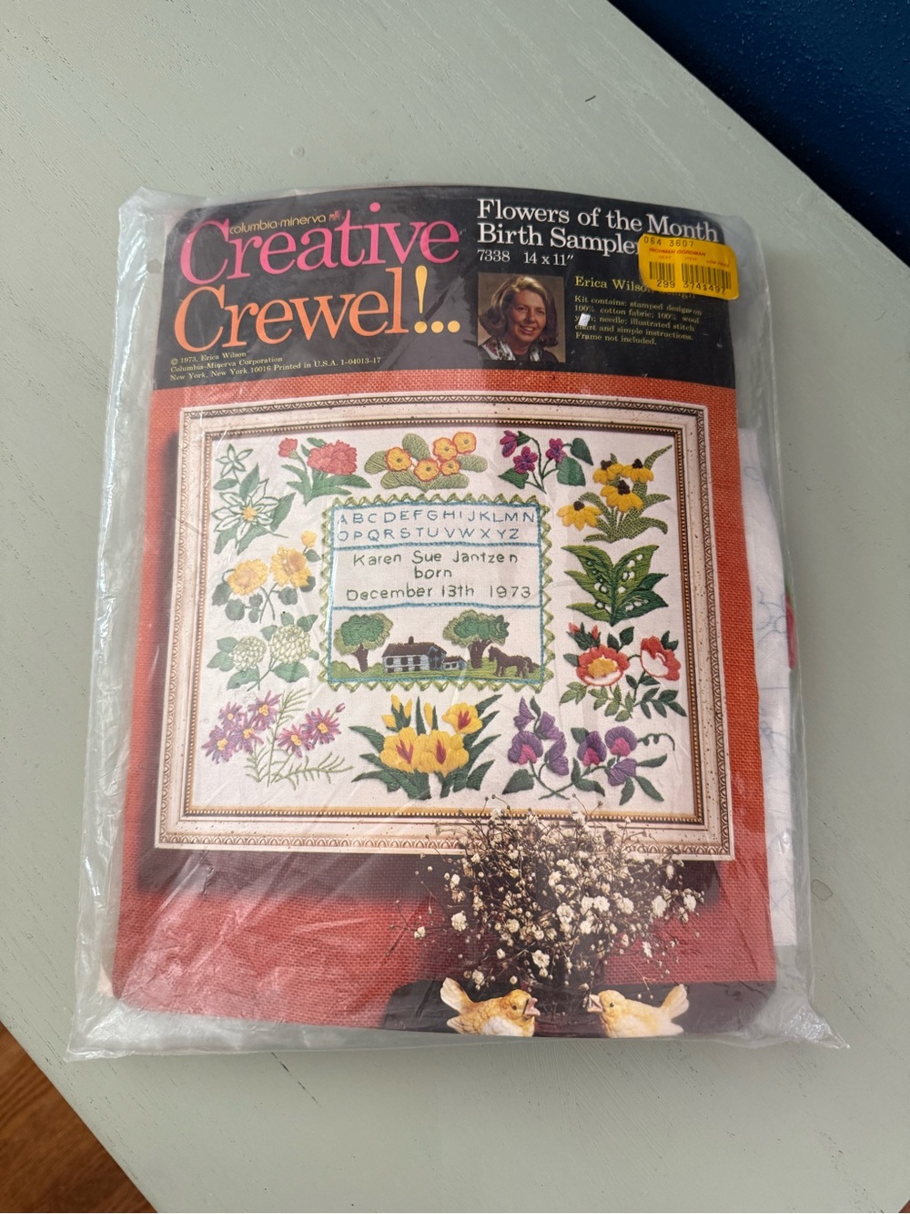 NEW NOS Vintage 1973 Creative Crewel Flowers of the Month Birth Sampler Kit